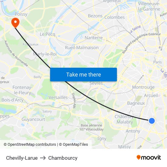 Chevilly-Larue to Chambourcy map