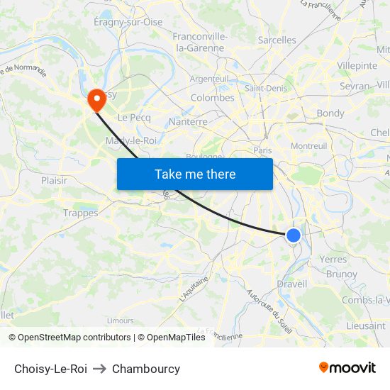 Choisy-Le-Roi to Chambourcy map