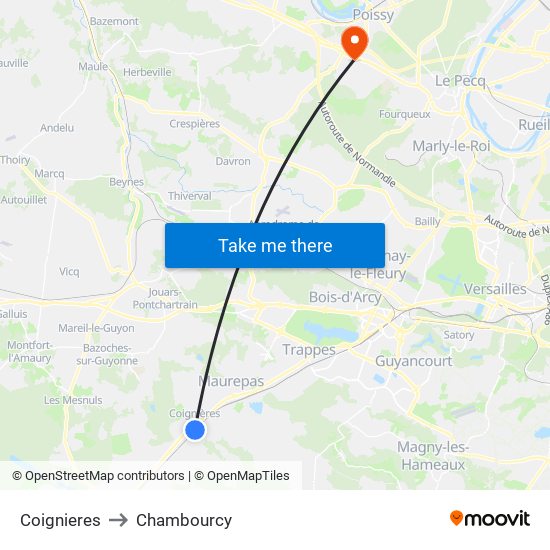 Coignieres to Chambourcy map