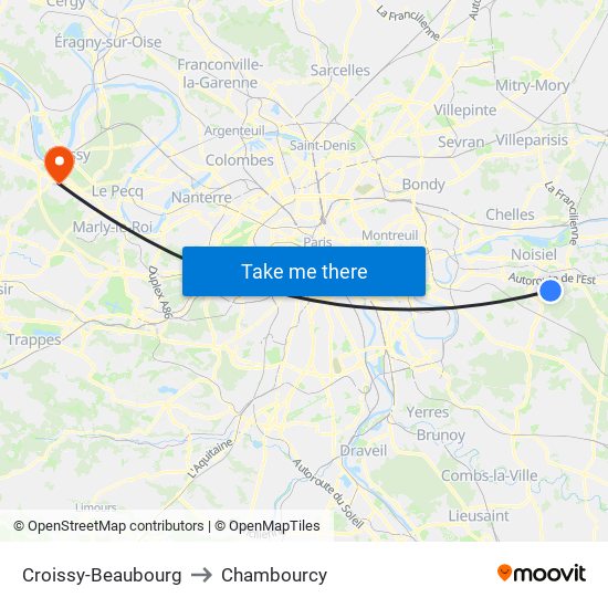 Croissy-Beaubourg to Chambourcy map
