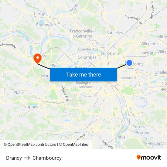 Drancy to Chambourcy map