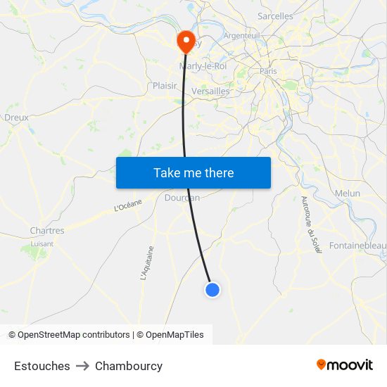 Estouches to Chambourcy map