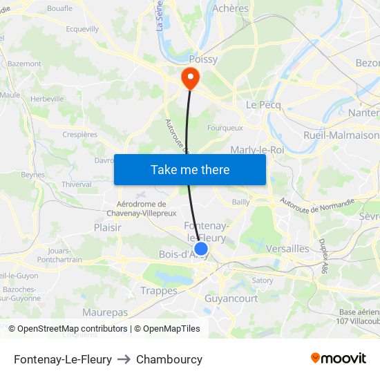 Fontenay-Le-Fleury to Chambourcy map