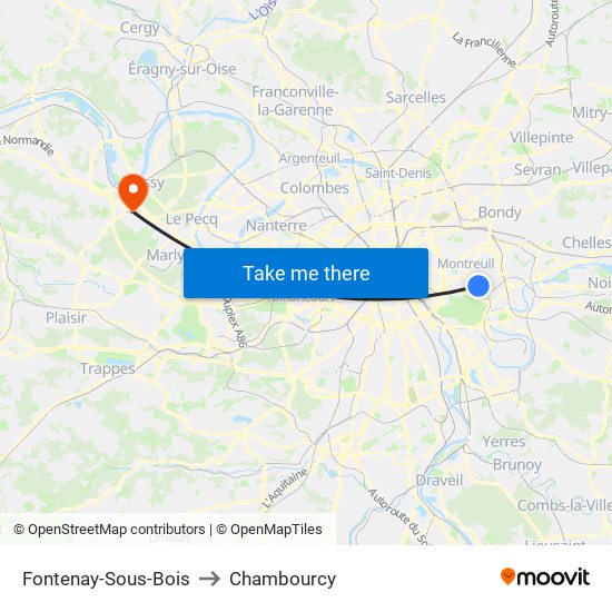 Fontenay-Sous-Bois to Chambourcy map