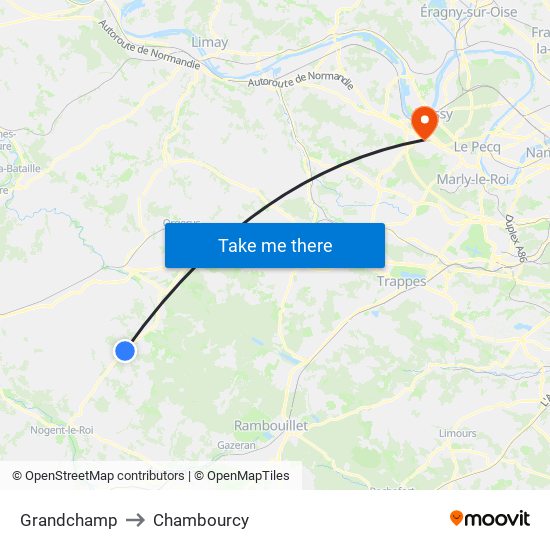 Grandchamp to Chambourcy map