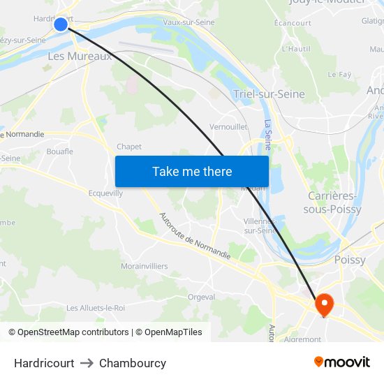 Hardricourt to Chambourcy map
