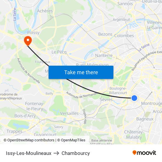 Issy-Les-Moulineaux to Chambourcy map