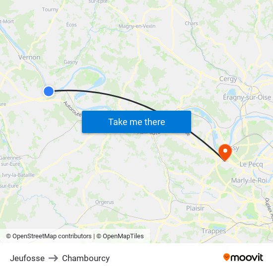 Jeufosse to Chambourcy map