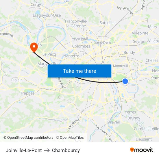 Joinville-Le-Pont to Chambourcy map