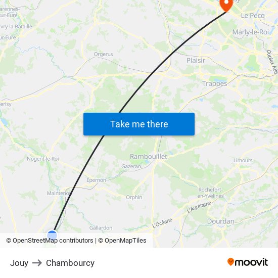 Jouy to Chambourcy map