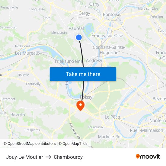 Jouy-Le-Moutier to Chambourcy map