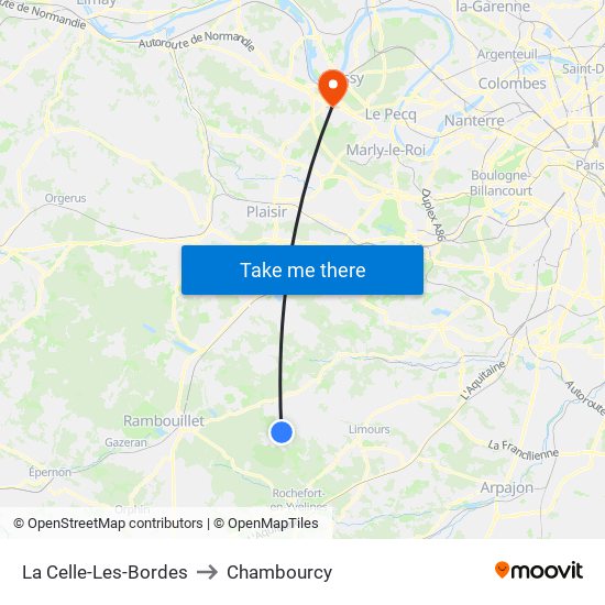 La Celle-Les-Bordes to Chambourcy map