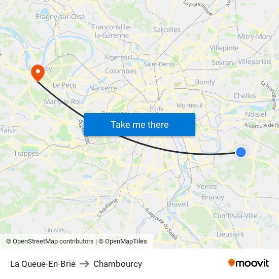 La Queue-En-Brie to Chambourcy map
