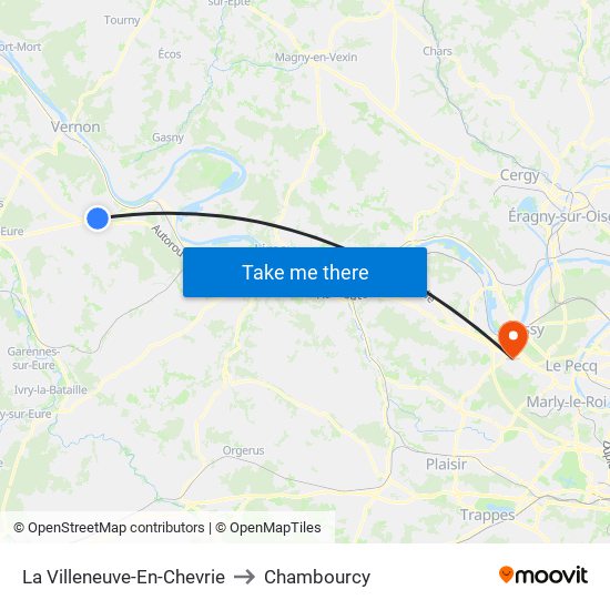 La Villeneuve-En-Chevrie to Chambourcy map