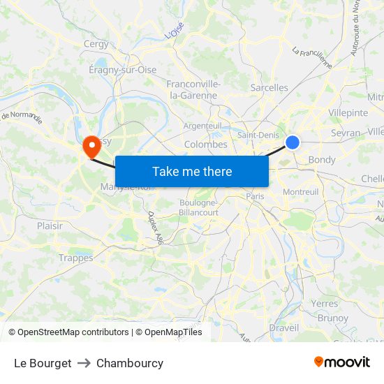 Le Bourget to Chambourcy map