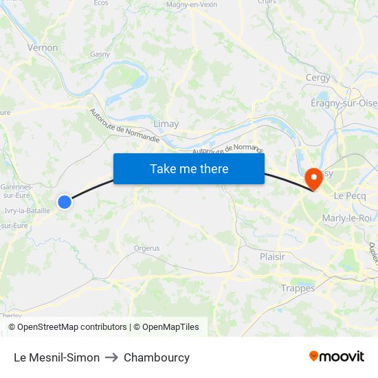 Le Mesnil-Simon to Chambourcy map