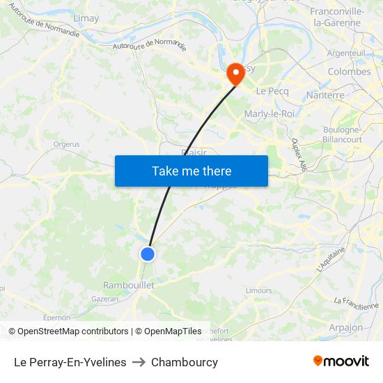 Le Perray-En-Yvelines to Chambourcy map