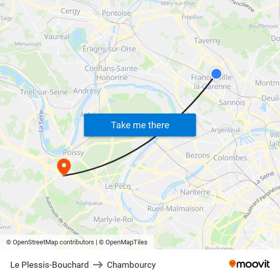 Le Plessis-Bouchard to Chambourcy map