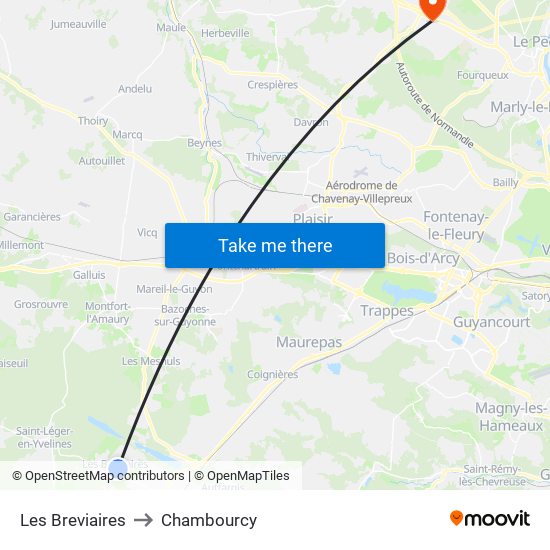 Les Breviaires to Chambourcy map