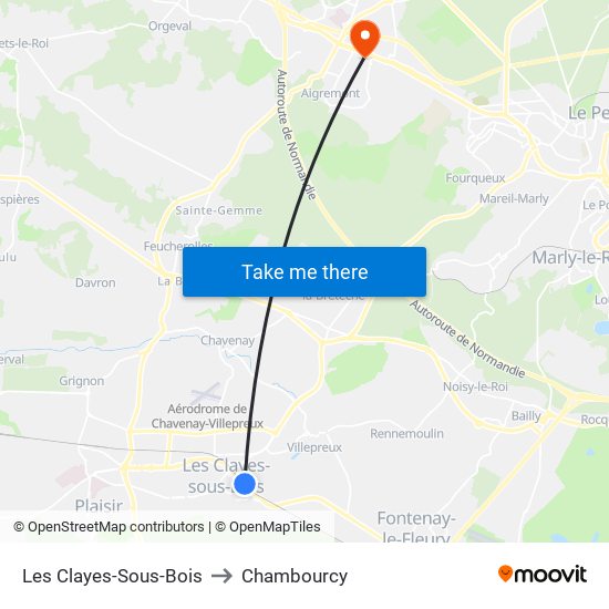 Les Clayes-Sous-Bois to Chambourcy map