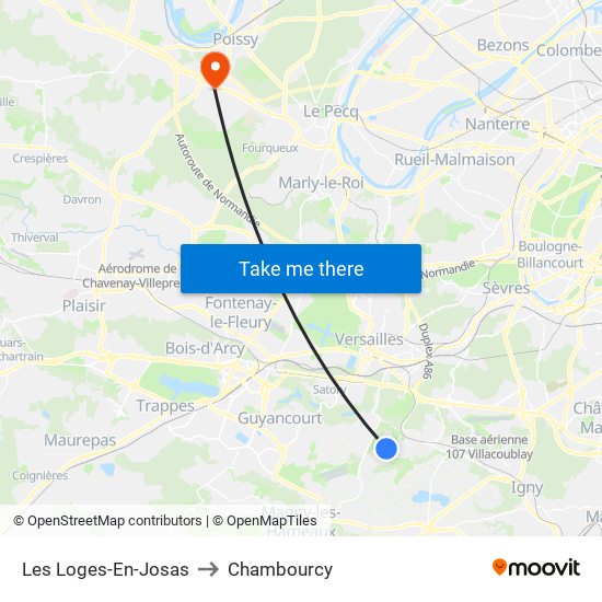 Les Loges-En-Josas to Chambourcy map