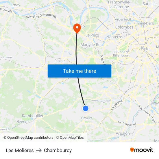 Les Molieres to Chambourcy map