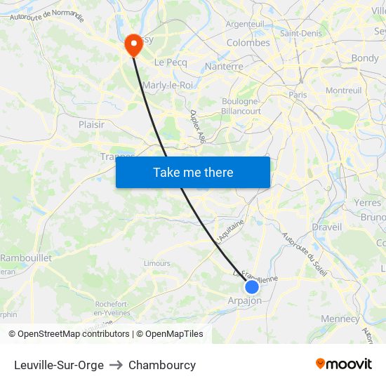 Leuville-Sur-Orge to Chambourcy map