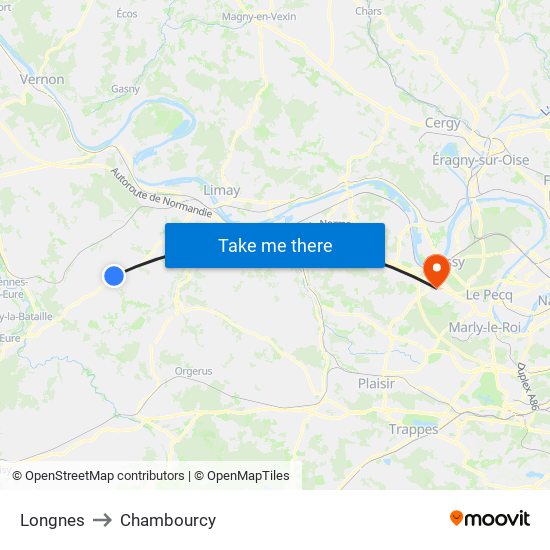 Longnes to Chambourcy map