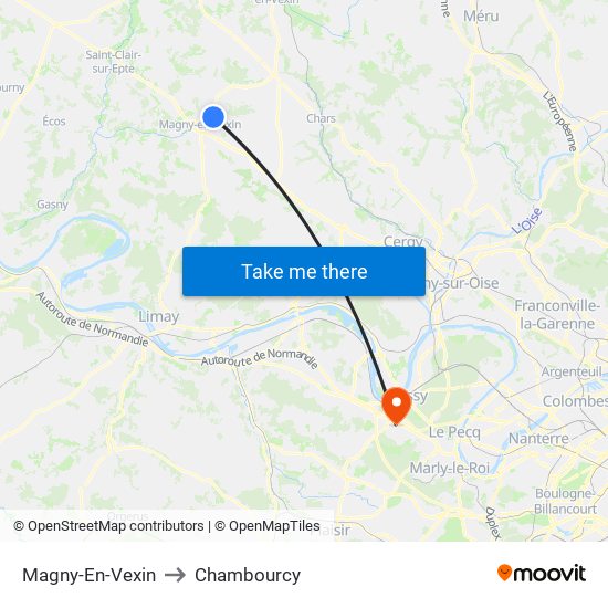 Magny-En-Vexin to Chambourcy map