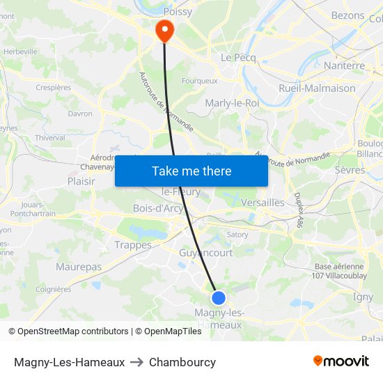 Magny-Les-Hameaux to Chambourcy map