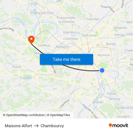 Maisons-Alfort to Chambourcy map