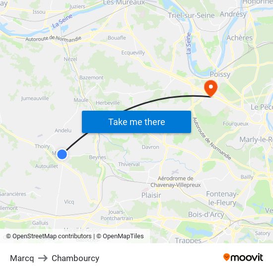 Marcq to Chambourcy map