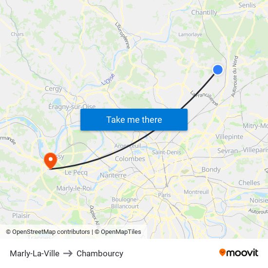 Marly-La-Ville to Chambourcy map