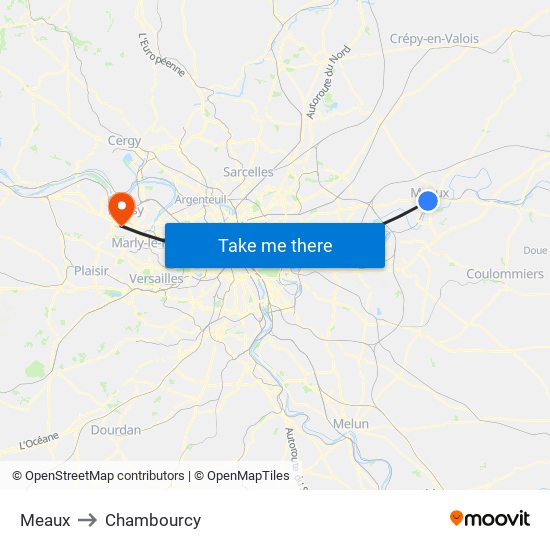 Meaux to Chambourcy map