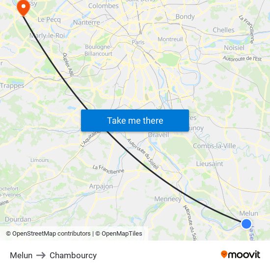 Melun to Chambourcy map