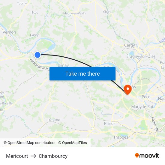 Mericourt to Chambourcy map
