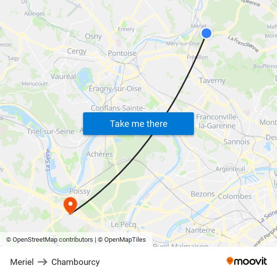 Meriel to Chambourcy map