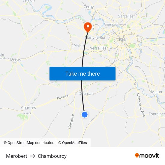 Merobert to Chambourcy map