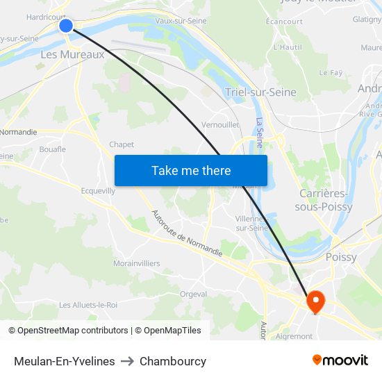 Meulan-En-Yvelines to Chambourcy map