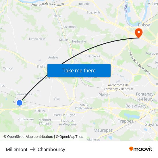 Millemont to Chambourcy map