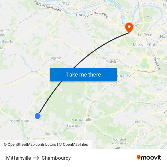 Mittainville to Chambourcy map