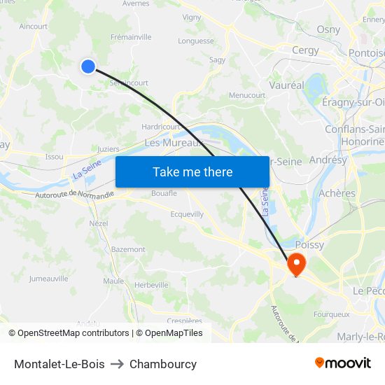 Montalet-Le-Bois to Chambourcy map