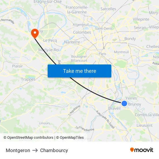 Montgeron to Chambourcy map