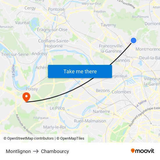 Montlignon to Chambourcy map