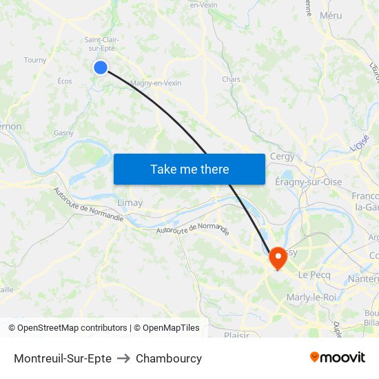 Montreuil-Sur-Epte to Chambourcy map