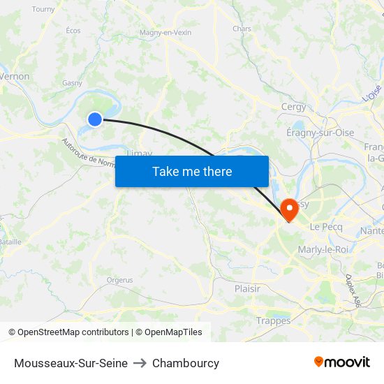 Mousseaux-Sur-Seine to Chambourcy map