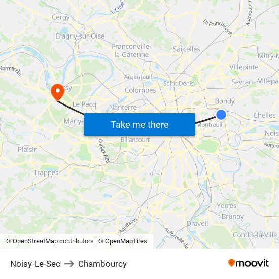 Noisy-Le-Sec to Chambourcy map