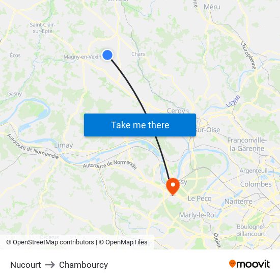 Nucourt to Chambourcy map