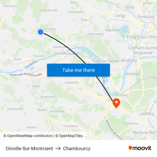 Oinville-Sur-Montcient to Chambourcy map
