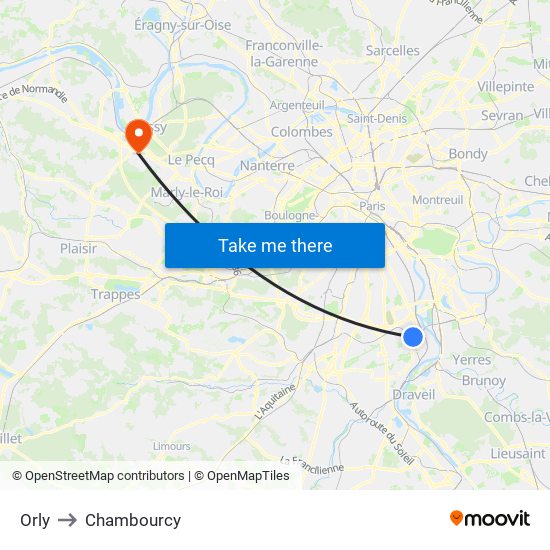 Orly to Chambourcy map